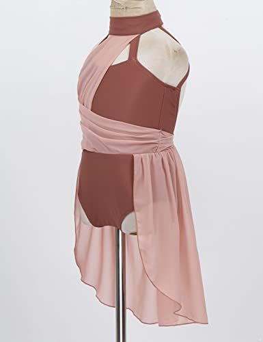 Moggemol Dječje djevojke Halter Clout Ballet Leotard šifonska haljina Moderni savremeni lirski plesni kostim
