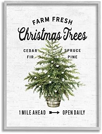 Stupell Industries Farm Farch Fir & Pine Božićni oglas Reklame, dizajn po pisanju i obloženim