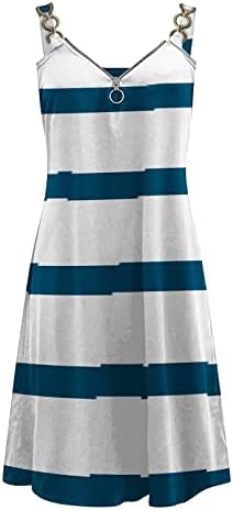OPLXuO haljine za žene 2023 ljetna traka Print Beach Boho Sundress casual zip up v izrez Sakrij haljinu