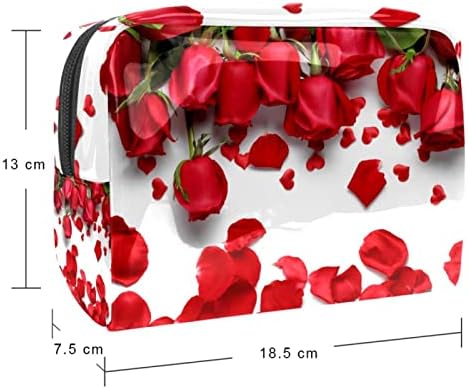 Tbouobt kozmetičke vrećice za žene, šminke toaletna toaletna torba Organizator, Crveni ružin cvijet Valentinovo