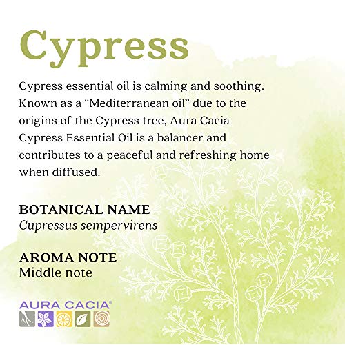 Aura Cacia Cypress eterično ulje | GC / MS testiran za čistoću | 15ml