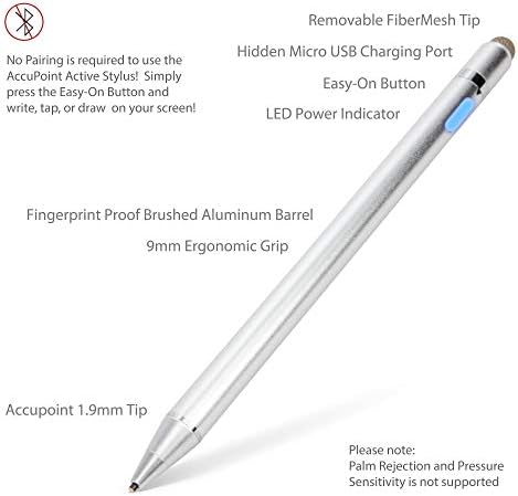 Boxwave Stylus olovka kompatibilna sa LG gram 15 - AccuPoint Active Stylus, elektronički stylus sa ultra finim vrhom za LG Gram 15 - Metalno srebro