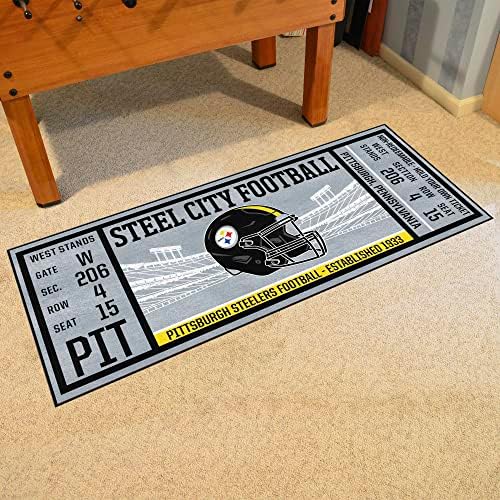 FANMATS 23134 Pittsburgh Steelers dizajn karata Runner Rug-30in. x 72in. / Prostirka za sportske