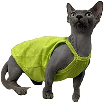 Sphynx CAT odjeća Ljeto tanka puni boja pamučni prsluk sedam boja prozračan mačji prsluk za kose bez kose