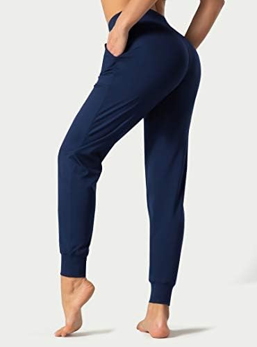 Wjustforu ženske visoko strugove joggers dukseri lagane i udobne joge hlače sa džepovima