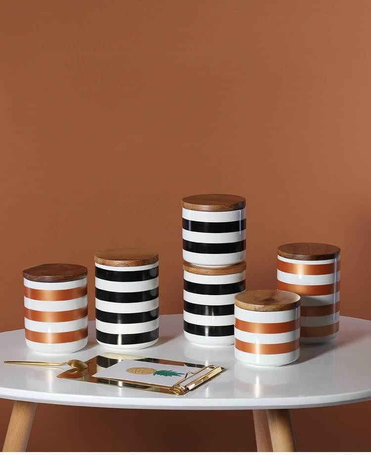 LIRUXUN keramička tegla za čuvanje dnevne sobe Stolić za kafu tegle za slatkiše kuhinjski ormar prugasta dekoracija