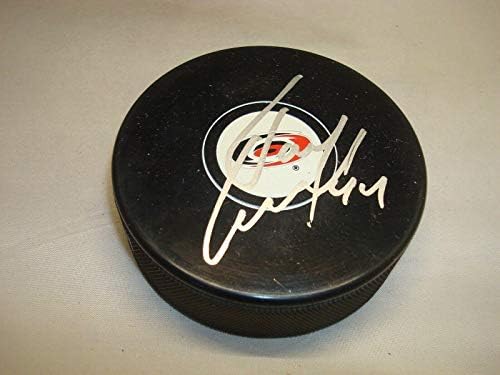 Jay Harrison potpisao Carolina Hurricanes Hockey Puck sa autogramom 1A-autogramom NHL Paks