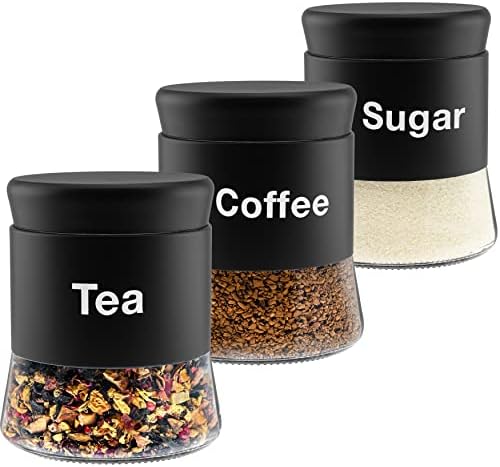 Set posuda za kafu sa šećernim čajem, Crni kanisteri za kuhinju, Nerđajući čelik sa formulacijom