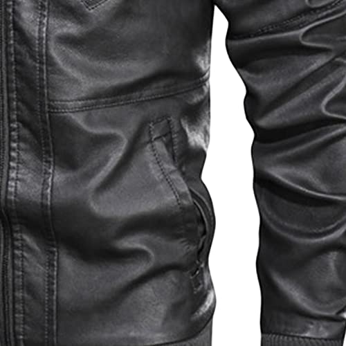 Motociklistička jakna za muškarce PU umjetna koža uklonjiva Bomber jakna sa kapuljačom Vintage Casual