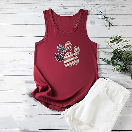 Patriotski trkački tenkovi za žene Američke zastava zvijezde Stripes prsluk krasni majica bez rukava Cami majice Bluze