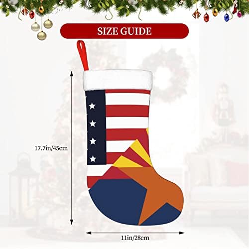 QG ZZX Amerika Arizona State Flag Božićni čarapa Xmas Čarape Kamin Viseća čarapa 18 inča Odmorsko dekoracija
