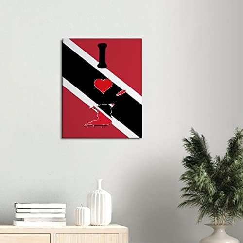 Zastava Trinidad i Tobago grafike na platnu volim svoju zemlju, zidnu umjetničku sliku na zidu Trinidad i Tobago na platnu umjetničko uokvireno umjetničko platno za uređenje škole kućne kancelarije 16x20 inča