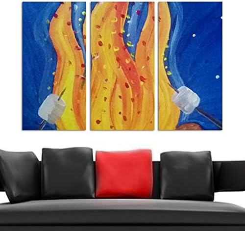 3 ploče uokvirene platnene zidne umjetničke slike logorske vatre na platnu moderna domaća Umjetnost spremna za vješanje 12 x24