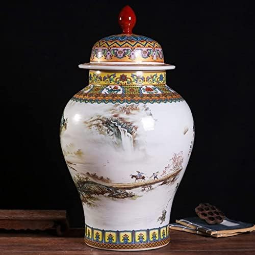 Bhui Jingdezhen Kineski tradicionalni porcelan đumbir Jar vaza sa lidom orijentalne keramičke ukrasnog tegljača u obliku kacige u obliku hmlje, za kućni uredski vazni rođendanski poklon 22.12.29