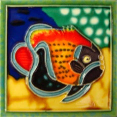 Tropska riba III-dekorativna keramička Art Tile-4 x4 En Vogue