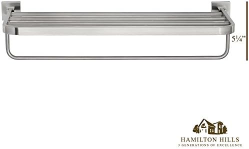 Hamilton Hills ravni brušeni nikl stalak za peškire sa Visećom šipkom | čiste linije & Premium kvalitetne Ručničke rešetke od nerđajućeg čelika za kupatilo | zidni saten za toaletne potrepštine ili predsoblje