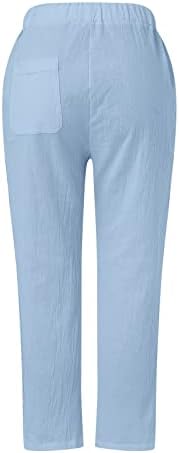 Ženske posteljine hlače Chic Boide šuplje kaše harem hlače casual posteljina kapri hlače boho ljetne hlače za plažu sa džepovima