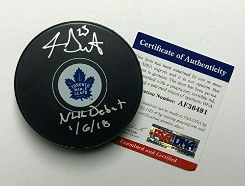 Travis Dermott potpisao Toronto Maple Leafs Hockey Pak NHL Debut PSA AF36491-potpisani NHL Pak