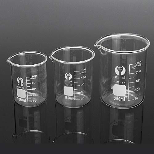 Fxixi 3kom 100ml 150ml 250ml čaša Set Graduiranih borosilikatnih staklenih čaša volumetrijska mjerna laboratorija stakleno posuđe