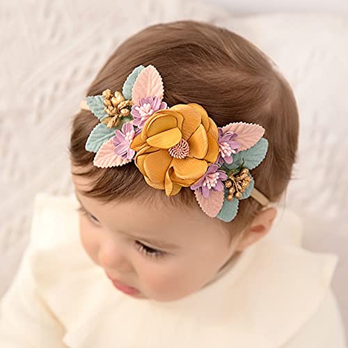 Kercisbeauty Baby Girls pokrivala za glavu sa žutim cvjetnim listovima meka elastična traka za glavu Vrtna tematska traka za kosu za kosu za malu djecu