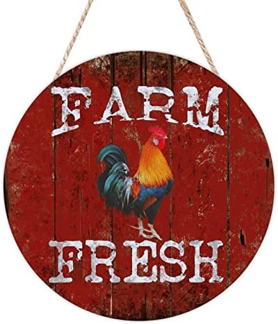 Mesllings crtani drva, Farma svježi zidni viseći znak plaketa, 18 x 18 okrugli retro ulazna vrata okrugla, smiješna za prednje suradnje Pokloni