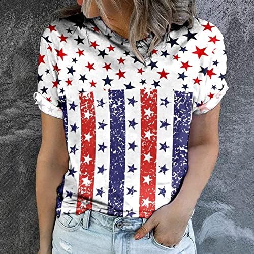 Amikadom Teen Girls USA zastava Grafičke košulje Crew Crt Bluzes Majice Kratki rukav Lounge Tie