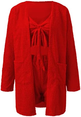 Ženske puhačke pidžame Set Cardigan Crop Top Hotsas Set salon bez rukava Plišano spavanje Sleep