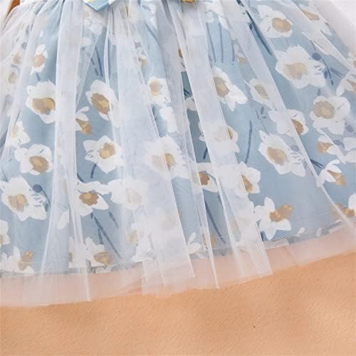 Baby Girl haljine za malu djecu djevojčice za djevojčice cvjetni printovi dugi rukavi leteći rukavi mrežasti