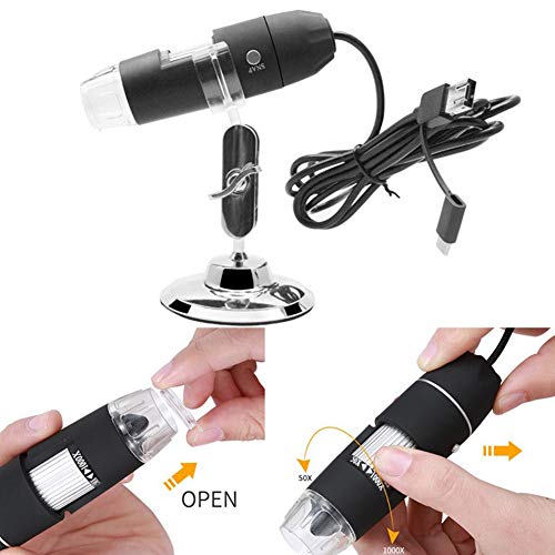 Adamas-Beta X4-500x endoskop za uvećanje, 8 LED USB digitalni mikroskop, mini kamera za kontrolu lampe sa OTG adapterom i metalnim postoljem, kompatibilna sa Mac Android telefonom