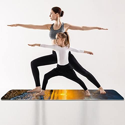 6mm Extra Thick Yoga Mat, Atlantic Ocean Print Eco-Friendly TPE vježbe Mats Pilates Mat sa za jogu, trening, Core Fitness i Kat vježbe, muškarci & žene