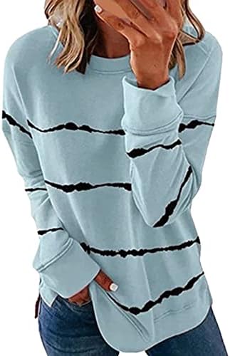 Žene dame dukserice 2023. ležerne labave trake s dugim rukavima opruga Spring Comfy pulover Tunike