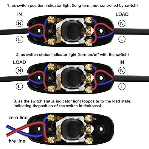 Inline Switch 5 kom, prekidač uređaja za kabel, gumb isključen za lampicu, ocijenjeno 10A 250V,