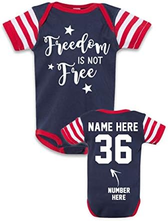 Patriotske majice za bebe - Prilagodite ime i broj - 4. jula odijelo