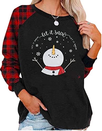 LukyCild ružni božićni džemper za žene božićne majice s dugim rukavima za žensku majicu snjegovića