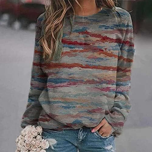 Miscobo Fall duksevi za žene, ženski pulover s dugim rukavima, ležerne meke print Crewneck T-majice bluza vrhovi džemperi