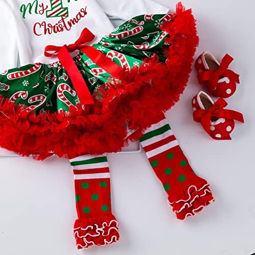 Baby Girls prvi božićni odjeću novorođeni romper tutu haljina novorođenčad xmas suknja sa cipelama za glavu za