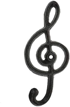 Bitray Dekorativne kuke Glazbene note Zidne kuke Crno liveno željezo zid viseće jednu kuku viseću