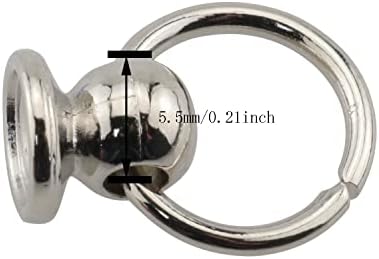 D Prsten HSCGIN 20pcs 360 Rotirajuća srebrna kugla od nehrđajućeg čelika za punjenje kuglični zakovice nokti