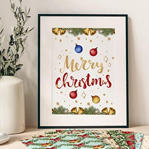 Thatine božićno bilježnice Xmas akvarel uzorak papir 24 pako dvostrani šareni božićni zanatski papir