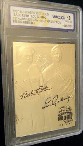 Babe Ruth & Lou Gehrig 70. godišnjica Skulplitet potpis WCG GEM-MT 10 23KT Gold Card!