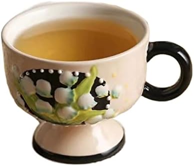 Velika šalica kafe ručno oslikana cvijeće reljefne čaše za kavu u stilu čaša za pamćenje mlijeko doručak cvjetni čaj keramičke šalice poklon