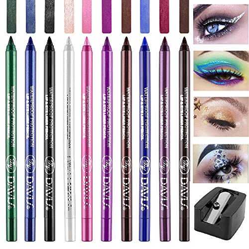 Wismee 10 boja olovka za oči olovka šareni Set profesionalni Pearl eyeliner Kit meka metalik olovka za