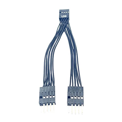 Daier 2pcs Matična ploča USB Y razdjelni kabel, USB 2.0 9-pinski do 2 9-pinski vodiči ekstenzijski port USB kabel 3.9 inča za matičnu ploču računara