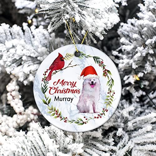 Sretan Božić Briard pas vijenac personalizirano ime Božić keramički Ornament pas pravila Božić porculan