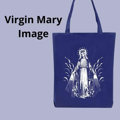 Djevica Marija plava velika torba za žene, slatka torba za učitelje, torba za višekratnu upotrebu za proučavanje Biblije, Kancelarijski i školski pribor, 16 inča