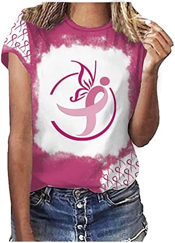 Košulja za dojke za dojku Žene u oktobru nosimo ružičastu izbeljenu kratkim rukavima slatka