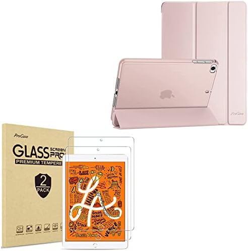 ProCase iPad Mini futrola za 7,9 inčni iPad Mini 5 2019 / Mini 4 3 2 1 -Pink paket sa iPad Mini 4th i 5th zaštitom ekrana, kaljeno staklo za zaštitu ekrana
