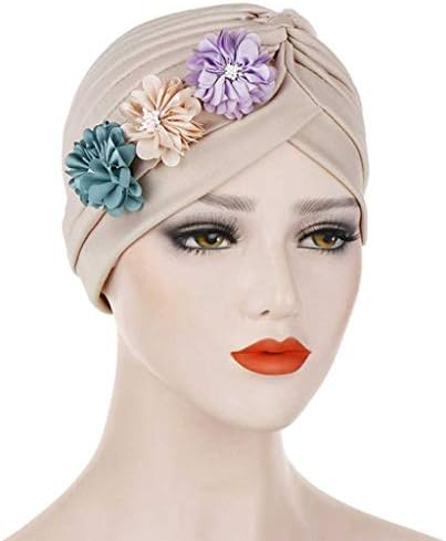 WPYYI modni cvijet turban crinklen unutrašnji hidžab kapice indijski šešir čvrsti pamučni omotač podvlake