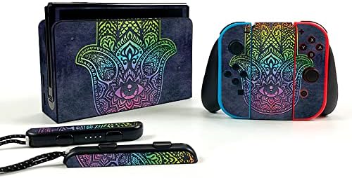 MightySkins koža kompatibilna sa Nintendo Switch OLED-Rainbow Hamsa / zaštitni, izdržljivi i jedinstveni poklopac
