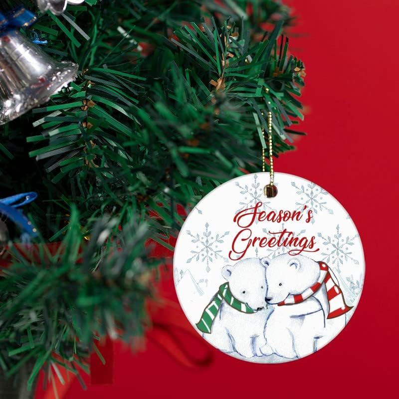 Božić tree Ornament, sezona s pozdrav keramička viseća oprema Božićna uspomena, 2.9 in poklon za